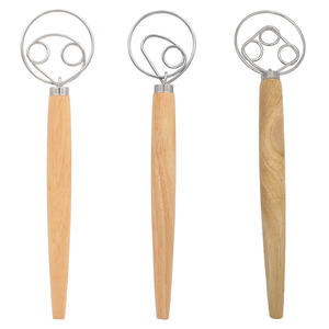 뜨거운 스테인레스 스틸 빵 덴마크 털 긴 나무 손잡이 베이킹 도구 반죽을 혼합하기위한 반죽 털 - Product Image 5