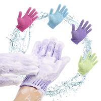 Guantes de Baño Reutilizables con Sistema de Microdermoabrasión, Material de Nailon, Juego de Guantes Exfoliantes sin Dedos para el Cuidado Corporal