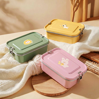 Isolierte Edelstahl-Lunchbox mit Clipverschluss-Deckel, 2 Fächer, Wiederverwendbar, BPA-frei, Thermische Bento-Box für Kinder, Büro und Camping