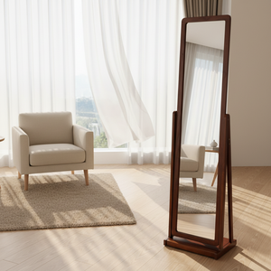 Wholesale Solid <strong>Wood</strong> <strong>Framed</strong> Full Length <strong>Mirror</strong>, Freestanding Rotatable Floor <strong>Mirror</strong> for Home Bedroom Hotel Homestay - Product Image 1