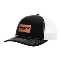Casquette Trucker Snapback Personnalisée avec Logo, Style 112&6606, 6 Panneaux, en Sergé et Maille, avec Patch en Cuir et Broderie de Lettres, Unisexe, pour la Pêche