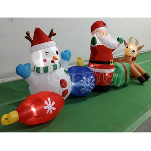 Decoración Navideña Personalizable, Inflable <span class=keywords><strong>de</strong></span> Santa Claus con Muñeco <span class=keywords><strong>de</strong></span> Nieve, Decoración Navideña Inflable para Interiores y Exteriores - Product Image 3