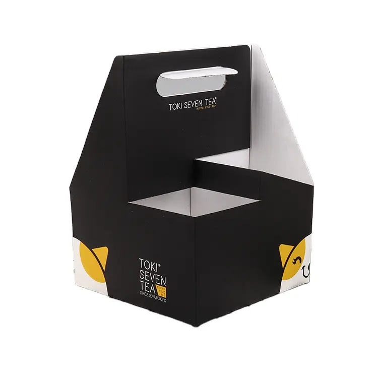 Porte-gobelet en carton ondulé Recyclable à emporter pour café, boisson, bière, 6 paquets de bouteilles en papier, porte-gobelets avec poignée