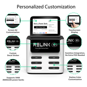 Nouvelle arrivée Relink : Station de partage de batteries externes avec écran <span class=keywords><strong>LED</strong></span> 6 emplacements, charge rapide 40W, système de point de vente, aucune installation locale requise - Product Image 3
