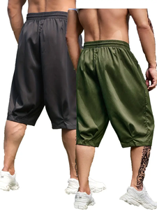 Conjunto de pantalones cortos cargo de talla grande para hombre dropshipping, pantalones cortos de color sólido con cordón - Product Image 5