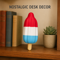 Jouets Squishy de Bureau en Mousse à Rebond Lent, Rouge Blanc Bleu, en Forme de Sucette, Décoration de Fête d'Été Rétro, avec Poignée Cannelée