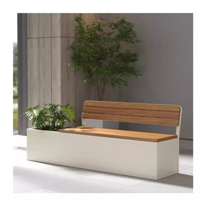 Outdoor Park Bench Combined Mall Planter Box Wrought Iron <strong>Plastic</strong> Wood Bench Customizable Waiting Chair With Flower <strong>Trough</strong> - Product Image 3