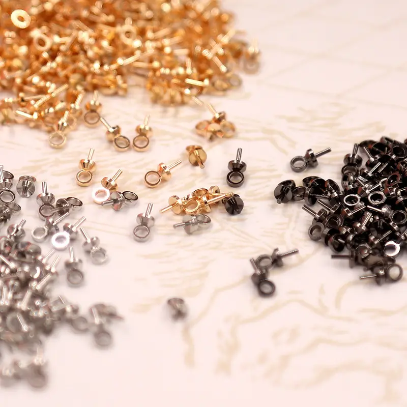 Brass Wholesale Pendant Bail Pin Pearl Gemstone Cap Jewelry Connector (100pcs each bag)