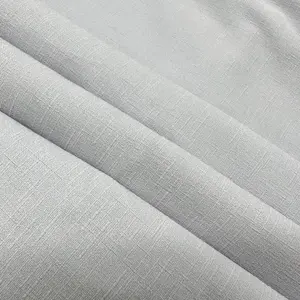 Stock Lot Slubby Linen Summer Fabric Polyester Spandex Blend Fabric For Dress