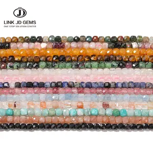 4-5mm Multi-faceted Square Natural Crystal Agate Crafts Gem Bead Yellow Opal Beads For DIY Jewelry Accessories