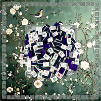 Mahjong américain de luxe, tuiles personnalisées avec motif floral d'oiseaux chinoiserie vert, tapis inclus, cadeau idéal pour les soirées de jeu en famille