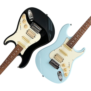 Guitare électrique rouge de marque GALYDA avec côtés en palissandre, 6 cordes, micros HH, incrustation lumineuse, livraison rapide - Product Image 1
