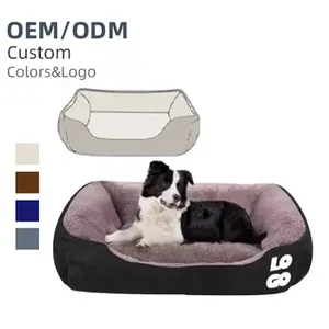 Cama ortopédica personalizada para perros al por mayor con espuma viscoelástica y cojín corto de felpa