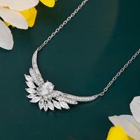 Bijoux de mariage et de fiançailles de luxe personnalisés Grace Jewel, ailes d'ange, zircone cubique blanche, plaqué rhodium, argent 925, cadeau de fête