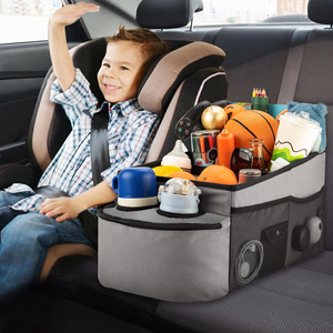 MOQ inferior de fábrica, organizador de almacenamiento de asiento de coche, organizador de asiento trasero plegable con asas, portavasos, logotipo personalizado - Product Image 6