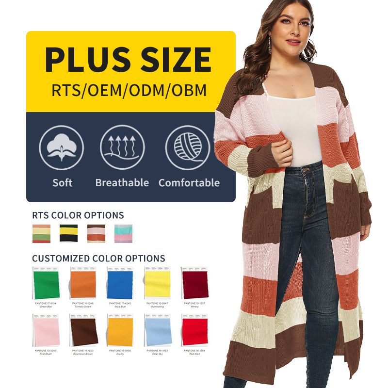 Plus Size Women's Sweaters Striped Oversize Women Cardiagn Sweaters female clothing