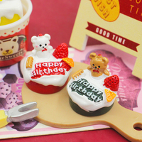 Kawaii ours gâteau dessin animé résine Flatback Cabochon pour album à faire soi-même porte-clés pendentif maison de poupée Miniature nourriture jouets