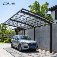 Abri de voiture en aluminium au profil élégant, sur mesure, avec toit en polycarbonate cintré, pour les distributeurs, les parkings commerciaux, résistant au vent