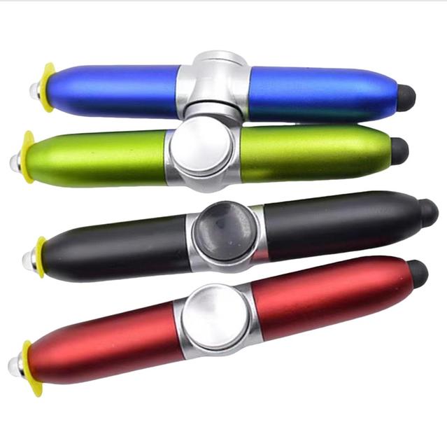 Novelty Funny Unique 4 in 1 Promotional Gyro Toy Spinner Fidget Pen Mini Stylus Screen Ballpoint Pen with Led Light
