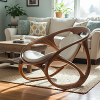 Fauteuil lounge scandinave moderne confortable en bois, fauteuil rembourré, fauteuil de salon design pour le mobilier de salon