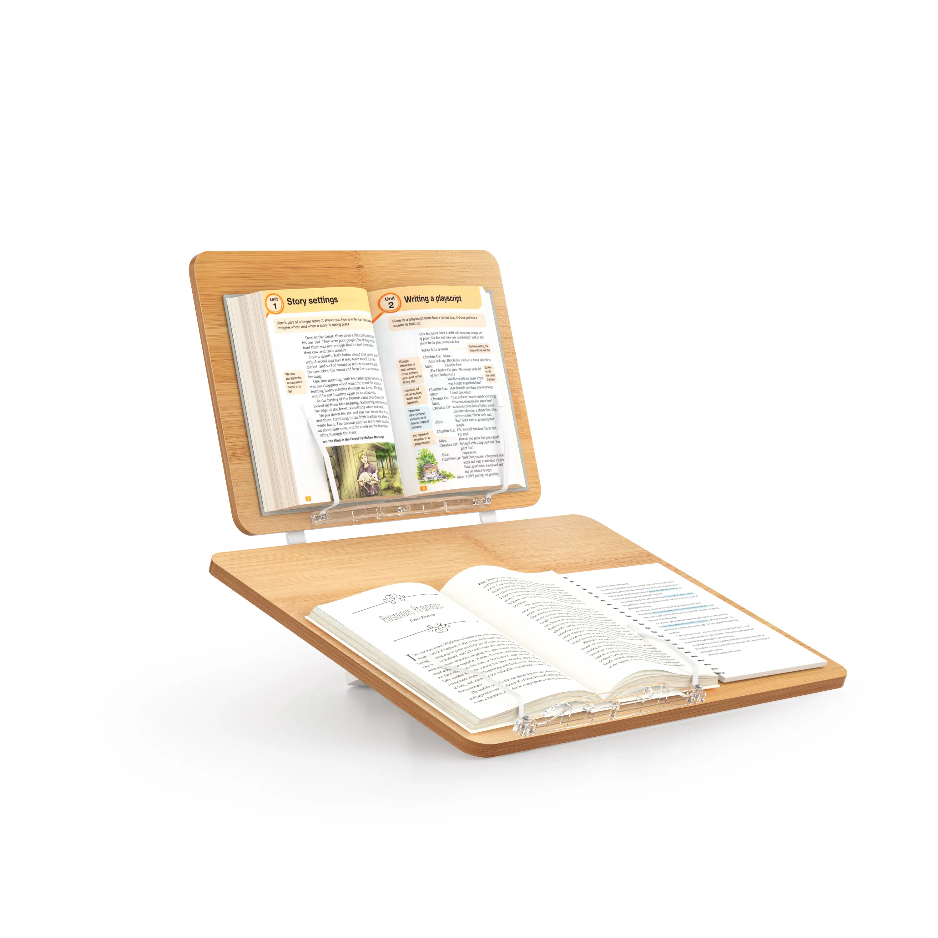 Doppellagiger Buchhalter freisprecheinrichtung mit Datei, faltbarer Desktop-Riser für Rezepte, Lehrbuch, verstellbarer Buchständer