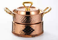Marmite chauffe-soupe en acier inoxydable à motif martelé Zunck Premium avec support, équipement de maintien au chaud des aliments pour buffet, restauration et restaurant