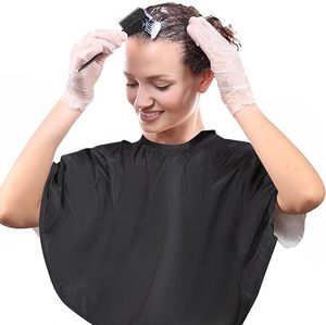 Robe de barbier imperméable en polyester pour adultes avec logo personnalisé, robe de beauté pour le maquillage, cape de salon noire pour filles - Product Image 5