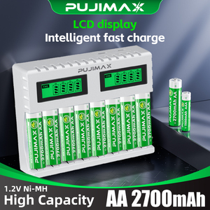 Fujimax pengisi daya baterai cerdas layar Lcd, pengisi daya baterai AAA 2025 V AA, pengisi daya baterai USB dengan Port pengisian Tipe c 1.2 - Product Image 3