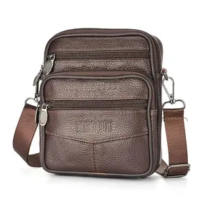 Men&#39;s Genuine Leather Crossbody Bag Business Messenger Side Shoulder Bag Casual for Men Gifts
