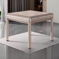 Table de Mahjong pliable moderne automatique en acier inoxydable et ABS pour 4 joueurs, design silencieux intelligent avec options d'alimentation USB/courant.