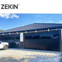 Nouveau design de porte de garage moderne en aluminium trempé pleine vue en verre noir prix portes de garage à panneaux en plexiglas miroir