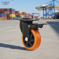 Roue pivotante en PU orange de 100 mm, 125 mm, 150 mm, norme internationale, permettant une rotation à 360° °   Roulettes en polyuréthane rotatives pour machines industrielles