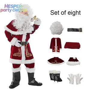 HESPER Man Santa Claus Suit Adult Christmas Cosplay Costume Red Velvet Fancy Set Plus Size Xmas Party Family Costume Outfits - Product Image 3