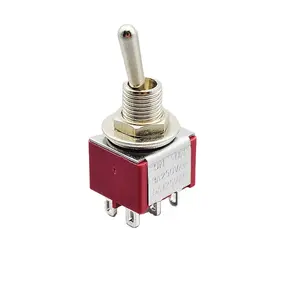 MTS-103 dpdt Metal Miniature Red Toggle Switch 3 Way 5A Carling Toggle Switch