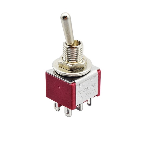 MTS-103 Dpdt Metal Miniature Red Toggle Switch 3 Way 5A Carling Toggle Switch