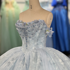 ชุดราตรียาวลายดอกไม้มีหางและไข่มุกของ6813 jancember - Product Image 1