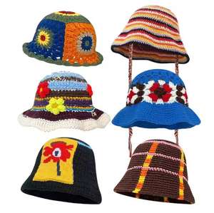 52 รูปแบบสบายๆพับ <span class=keywords><strong>Floppy</strong></span> Beach Sun หมวกอินเทรนด์ดอกไม้ที่ทําด้วยมือถักหมวกถักโครเชต์หมวกถัง - Product Image 1