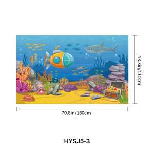 Fondo de <span class=keywords><strong>mar</strong></span> arrecifes coloridos y decoración de algas mundo submarino sol rayo océano fotografía Fondo bebé niños fiesta Banner - Product Image 3