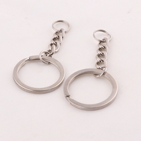 Günstiger Blanko 30mm Metall Flachschlüsselring mit Kette für Geschenke Schlüsselanhänger Zubehör