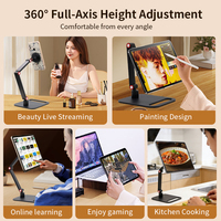 Support de téléphone magnétique de bureau pour commande en gros, avec tête magnétique de 55 mm, pliable multi-angle, support de tablette en aluminium pour le bureau et les entreprises, vente en gros