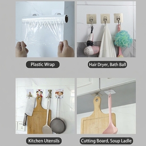 Hot Selling Waterproof Wall Hanger Heavy-Duty Adhesive Hooks <strong>Kitchen</strong> Bathroom Rust-Resistant Sticky Hooks for Hanging Wall - Product Image 5