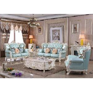 Juego de Sofás de Madera de Teca de Estilo Barroco Real Moderno, Duradero y Tapizado, con Tamaño y Color Personalizados - Product Image 1