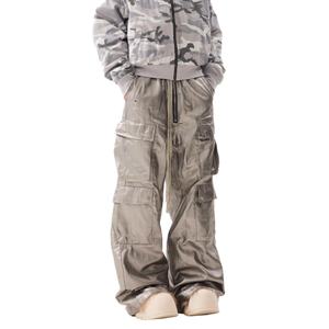 Pantalones Cargo para Hombre al por Mayor, Estilo Vintage, con Cordón en la Cintura, Múltiples Bolsillos, Recubrimiento Plateado Mate, Estilo Wasteland, Corte Bootcut - Product Image 2