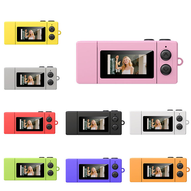 Flip Screen Decorative 1080P HD Keychain Camera Retro Classic Compact Thumb Digital Camera with Flash and Color Features
