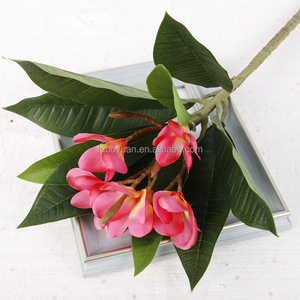 LF021 Branches de fleurs artificielles de haute qualité à 9 feuilles, Plumeria Rubra Frangipani en soie, pour la décoration de table, bureau, maison, hôtel, vase - Product Image 4