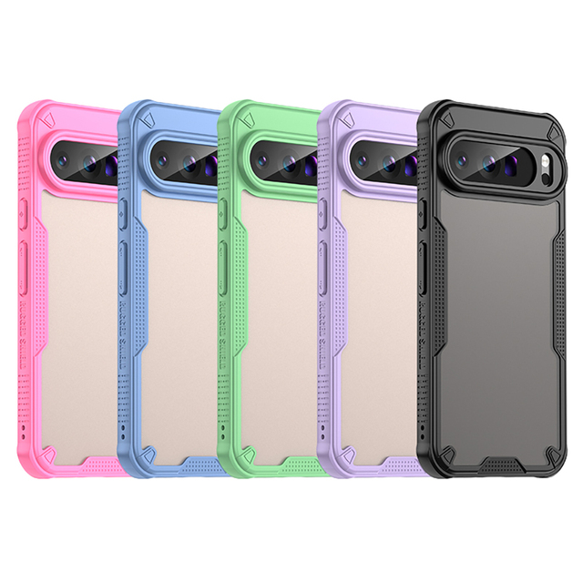 For Google Pixel 9 Pro Stereo Buttons Flexibility Matte Finish TPU+PC Shockproof Mobile Phone Case