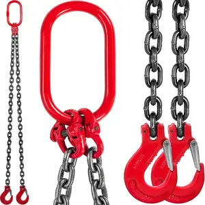 Chain Sling Lifts 6600LBS WLL With Double Leg WSelf-Locking Hook G80 Alloy Steel