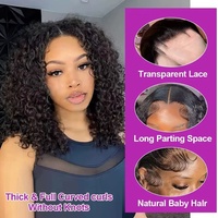 Perruques Courtes Bob Frisées Kinky en Cheveux Humains Naturels Péruviens Pas Chères, Perruques Lace Front en Cheveux Humains Bruts pour Femmes Noires, Perruques Pixie Cut en Cheveux Humains