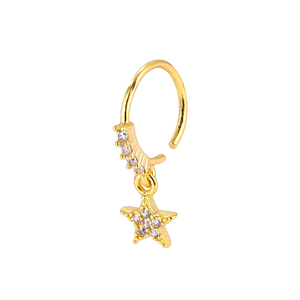 YW Anillo Ajustable de Septum con Ojo Turco, Corazón y Luna de Circonita Cúbica, <span class=keywords><strong>Piercing</strong></span> Multiusos para Nariz, Daith, Helix, Tragus, Snug y Piercings Orbitales - Product Image 2