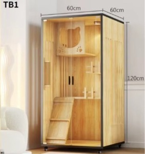 Multi-Feature Grote Ruimte Houten Binnen/Buiten Kattenhuis Met Ventilatie Glazen Deur Krassen Post Kattenkooi Huisdier Meubels - Product Image 6